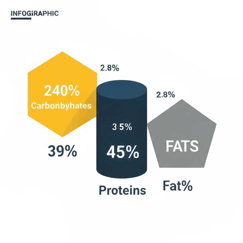 Technische Infografik-Visualisierung der Makronährstoffverteilung in Prozenten